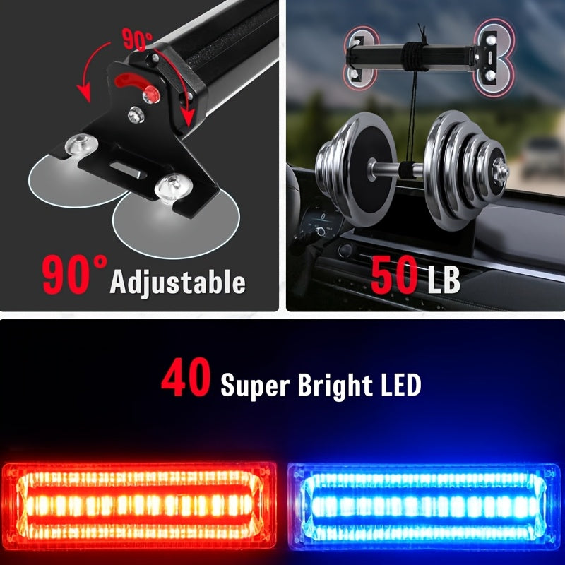 2in 1 Red Blue Car Grille LED Front/Rear Windshield Lamps