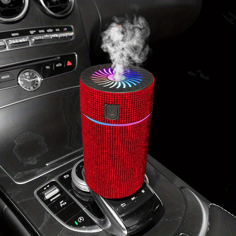 Deluxe Rhinestone Car Diffuser Humidifier, LED Light Aromatherapy Air Freshener