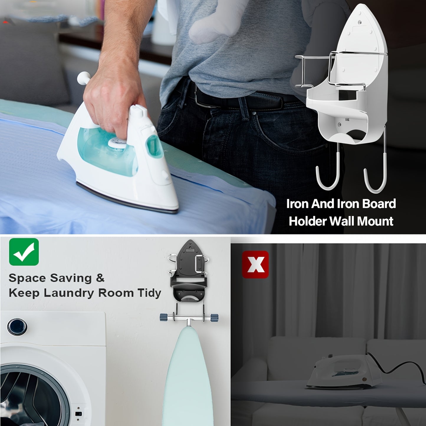 DIY Ironing Board Hanger Wall Mount