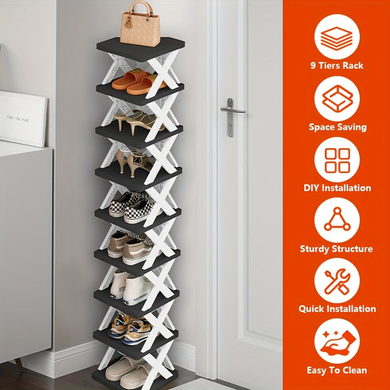 9 Tier Shoe Rack, Space-saving Vertical Shoe Rack