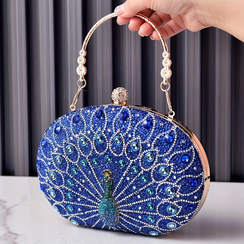 Vintage Peacock Crystal Clutch Evening Bags