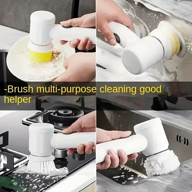 Electric Rotary Brush with 5 Replaceable Brush Heads