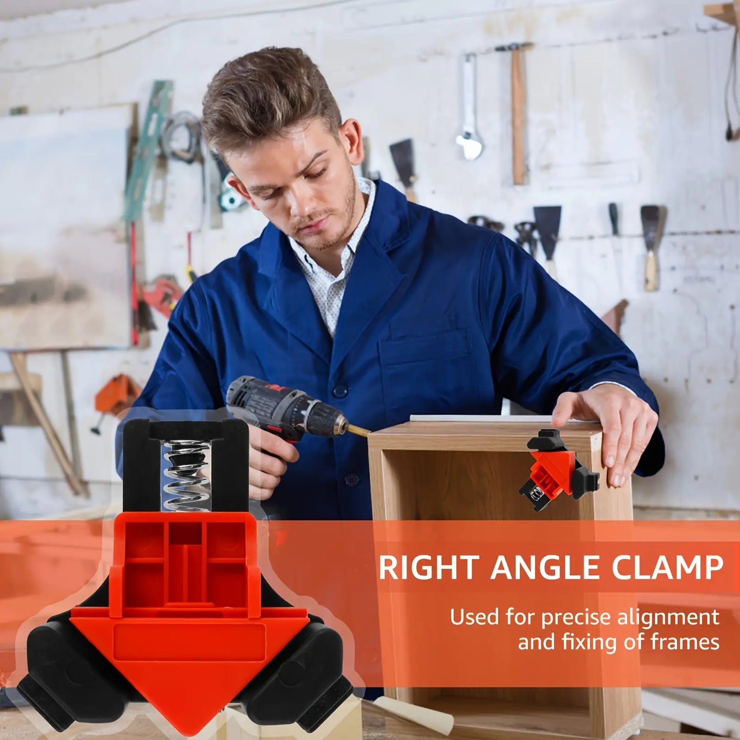 4pcs Adjustable 90-Degree Angle Clamps - Reusable Woodworking Tools