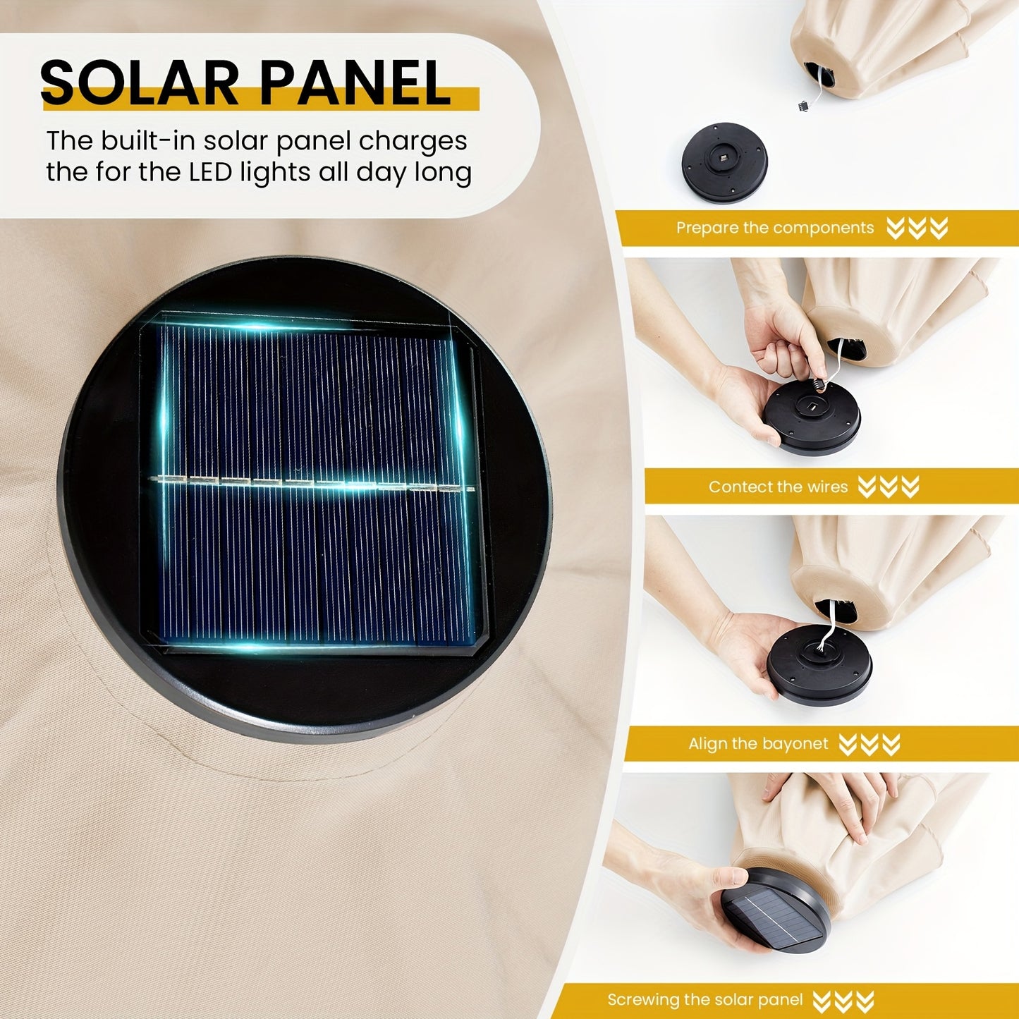 Solar-Powered Patio Umbrella with LED Lights