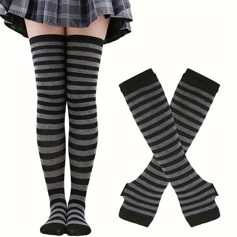 6 Sets of Women'S Striped Knee-High Socks