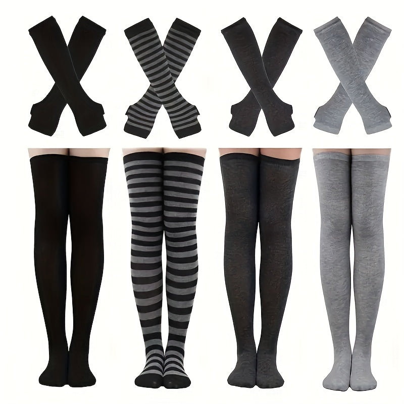 6 Sets of Women'S Striped Knee-High Socks