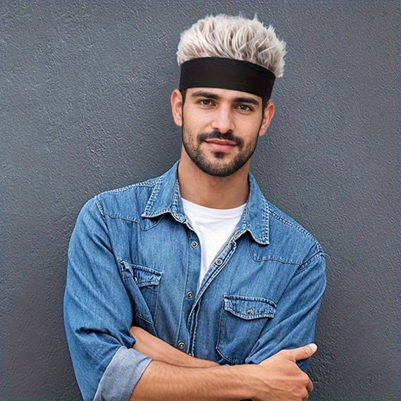 Men'S Hip-Hop Fashion Beanie with Faux Hair - Black Knit Skull Cap