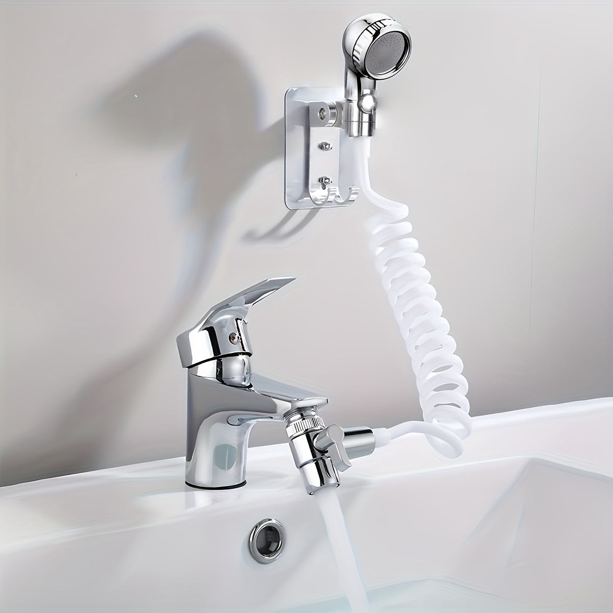 1 Set Stainless Steel Adjustable Bathroom Sink Faucet Sprayer Kit