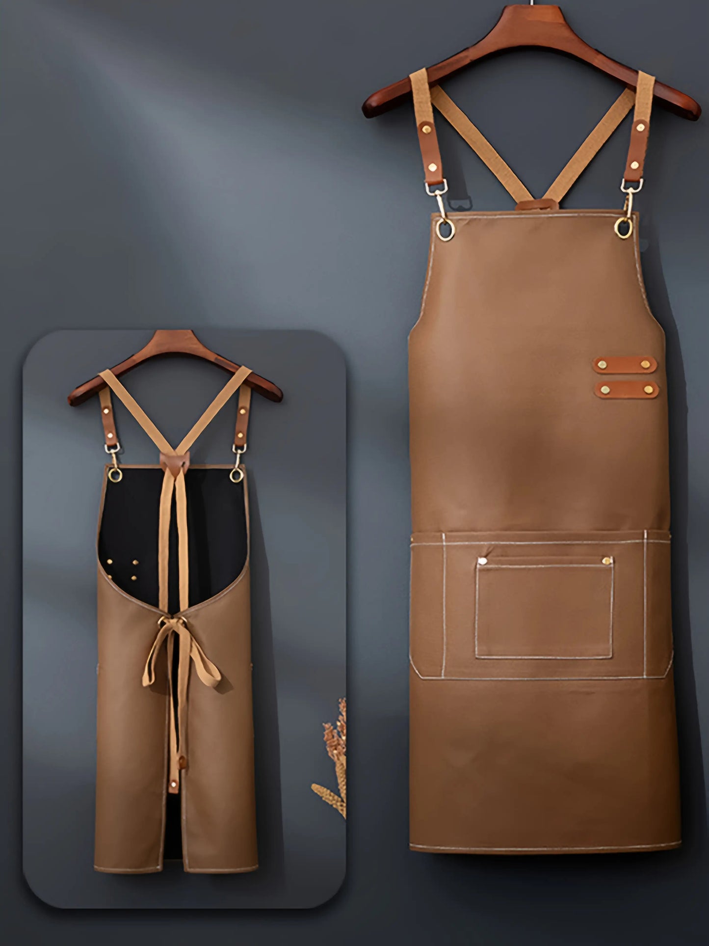 Artificial leather waterproof apron, light kitchen apron