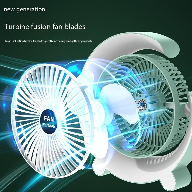 USB Desk Fan with LED Lighting - Quiet Portable Desktop Cooler