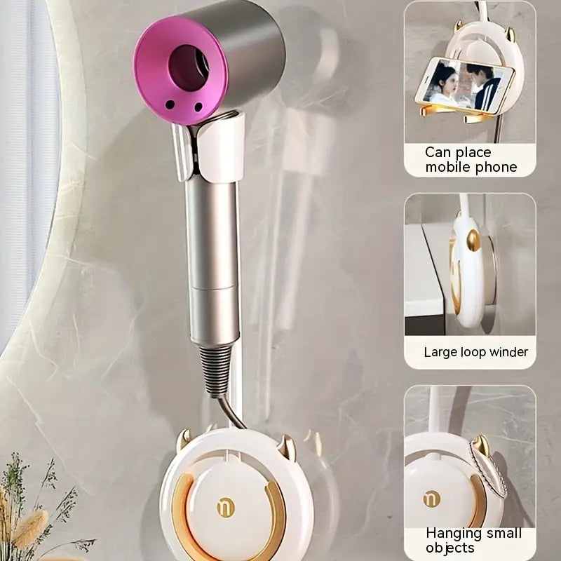 Universal Traceless Wall Mounted Hair Dryer Storage Rack