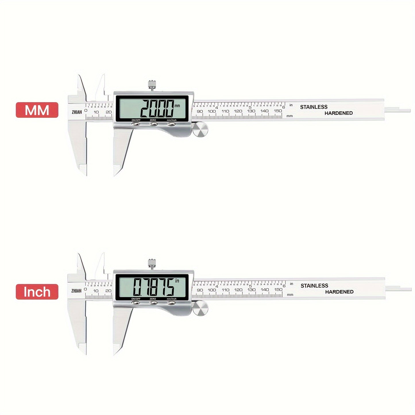 Digital caliper, stainless steel caliper measuring tool