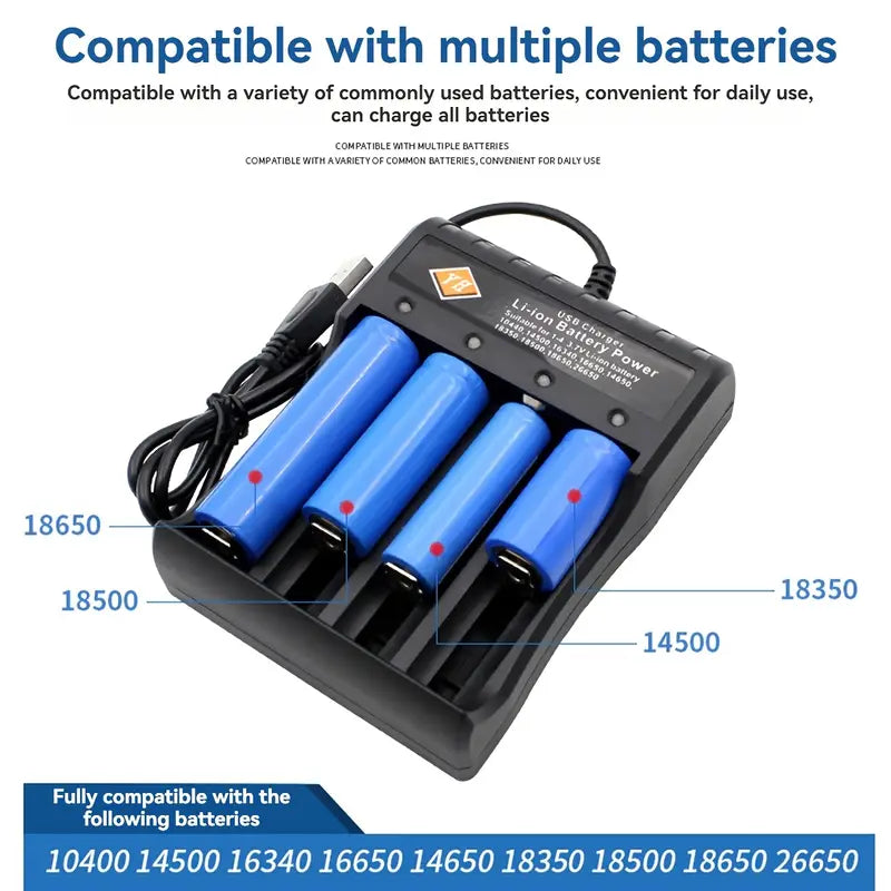 1 USB Battery 4-Slot Smart Battery Charger