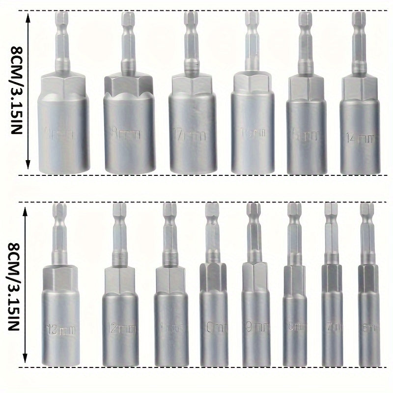 15pcs Magnetic Drill Sockets