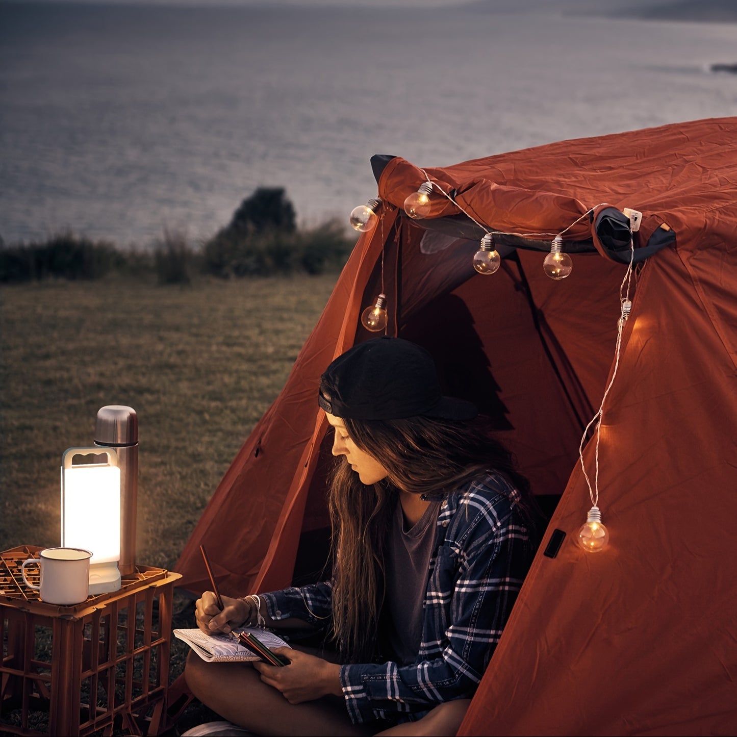 Solar Camping Lantern, Rechargeable Light With USB