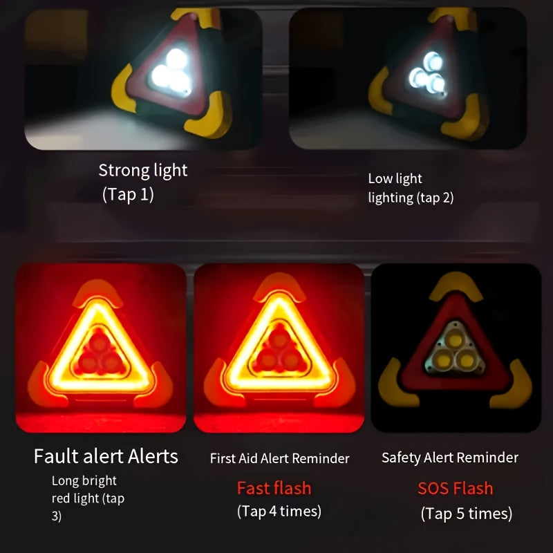 2pcs Solar-Powered LED Triangle Signal Lamp