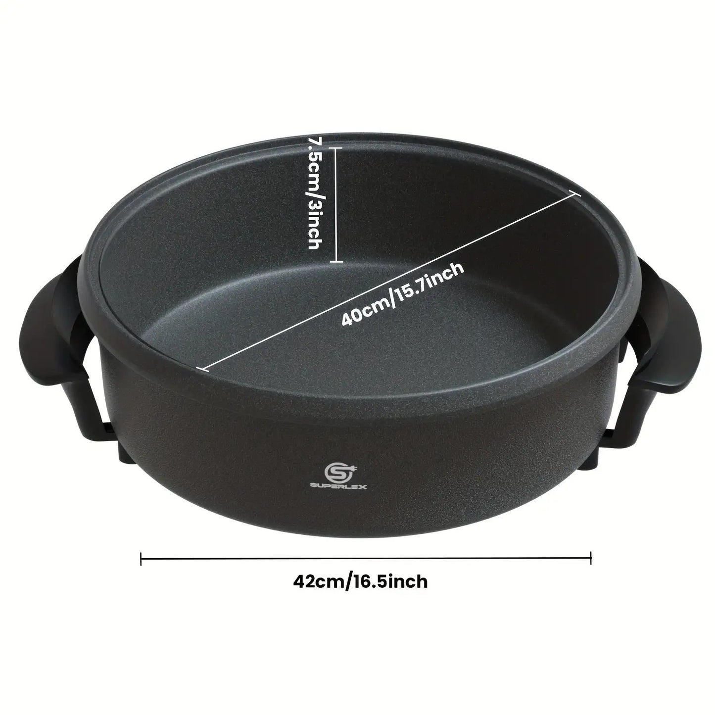 Large 42cm Electric Cooker Pan & Frying Pan with Lid