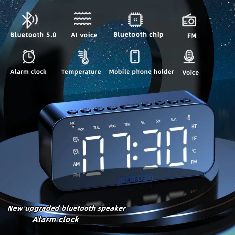 Bluetooth Speaker with LED Mirror Clock