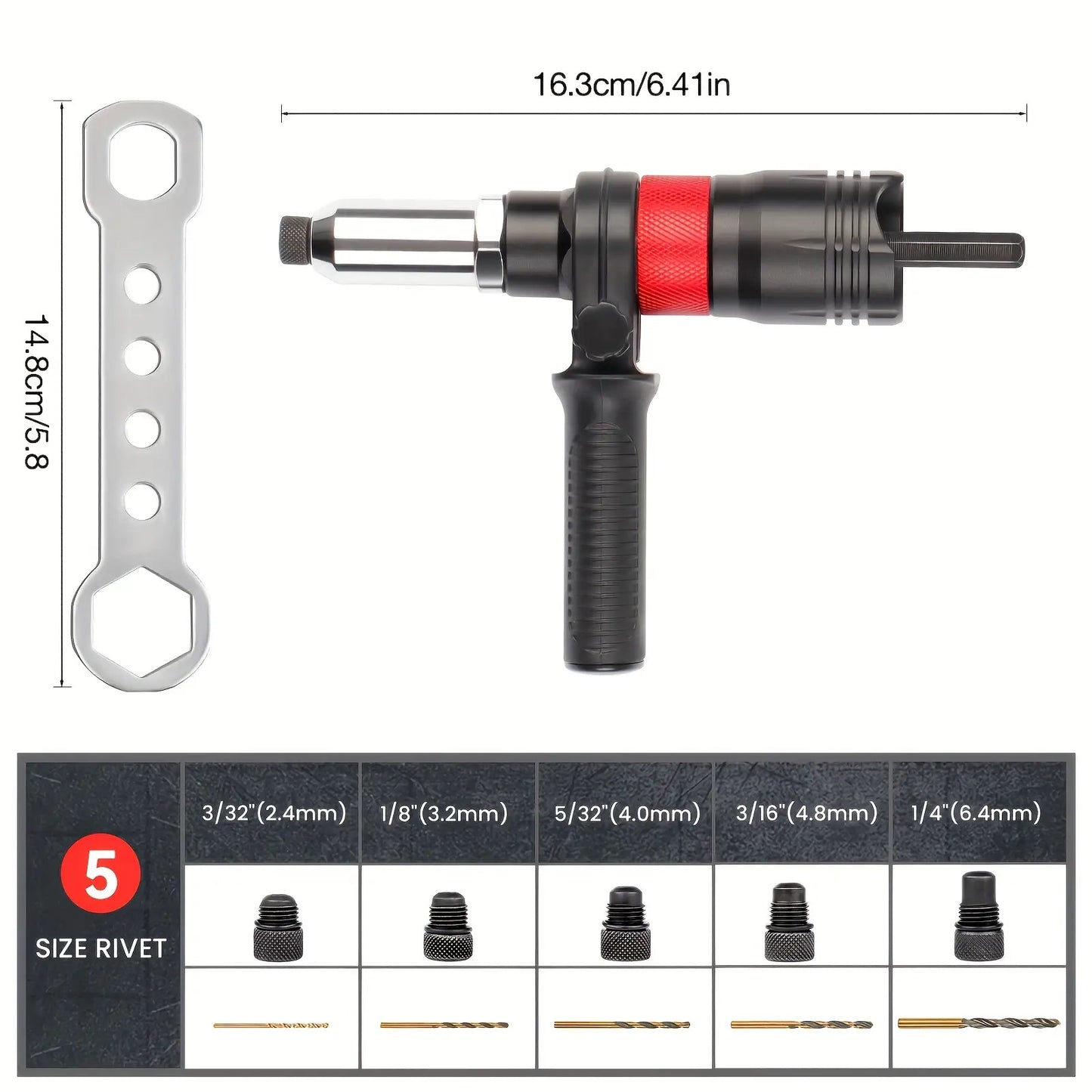 1 Set Professional Rivet Gun Adapter Kit