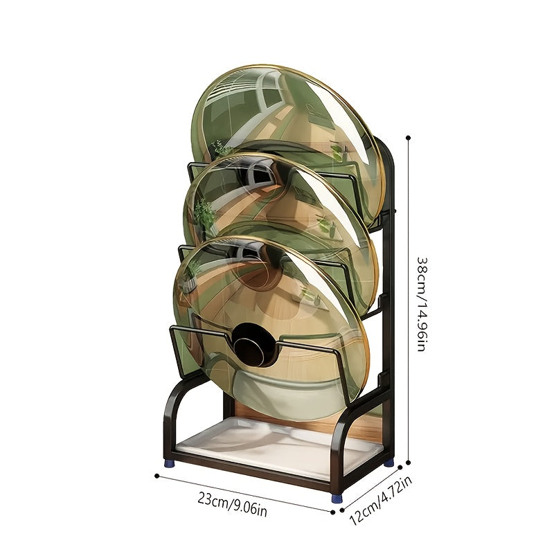 Three-tier Black Countertop Pot Lid Rack