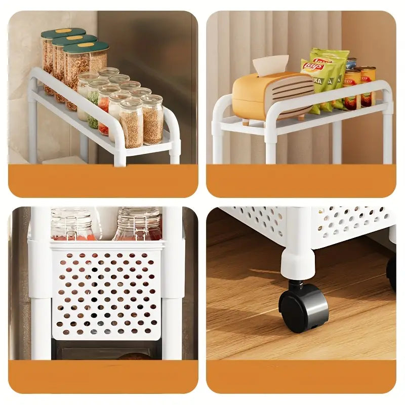 Space-Saving Multi-Layer Storage Cabinet in Black/White