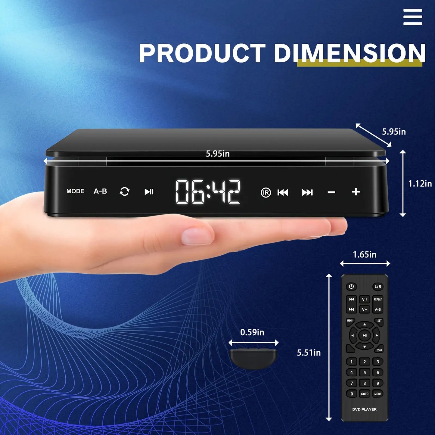 Compact 1080P Mini DVD Player with Remote