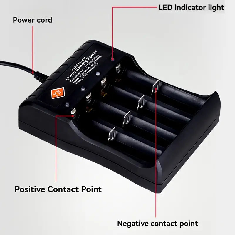 1 USB Battery 4-Slot Smart Battery Charger