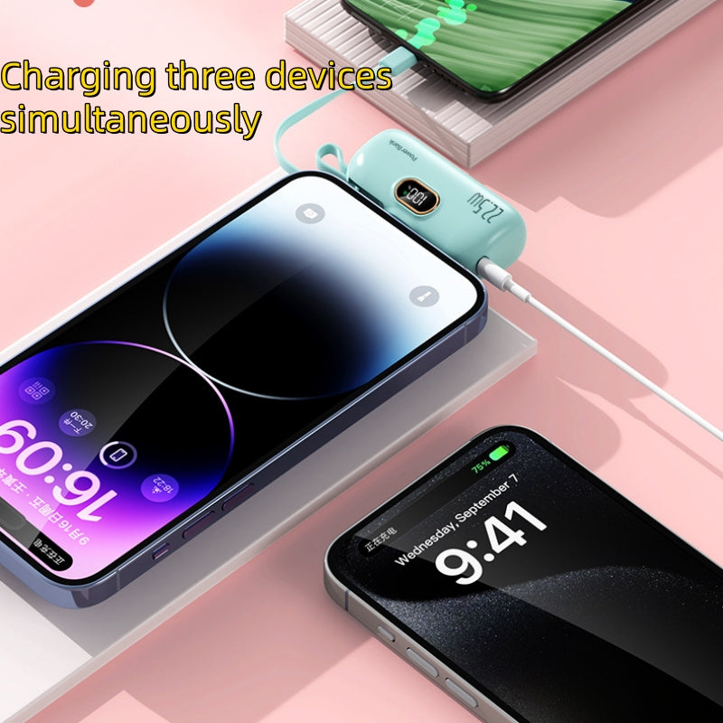 Ultra-portable capsule-type mobile power bank (5000 mAh + support PD22.5W fast charging + LED display)