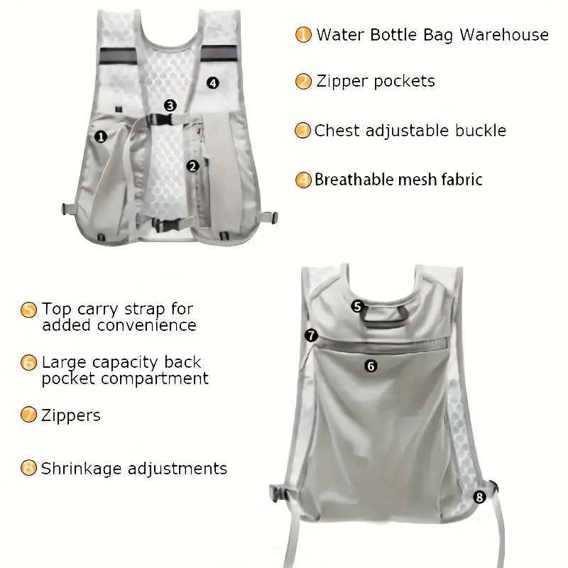 Unisex Lightweight Sports Vest with Phone and Water Bottle Pockets