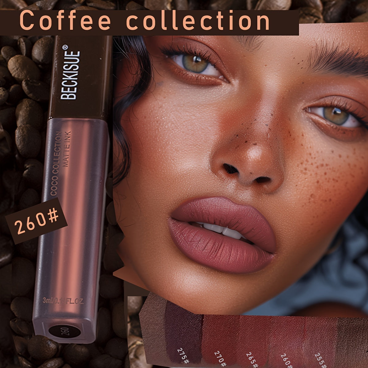 Coffee Color Matte Velvet Lipstick Set 5pcs