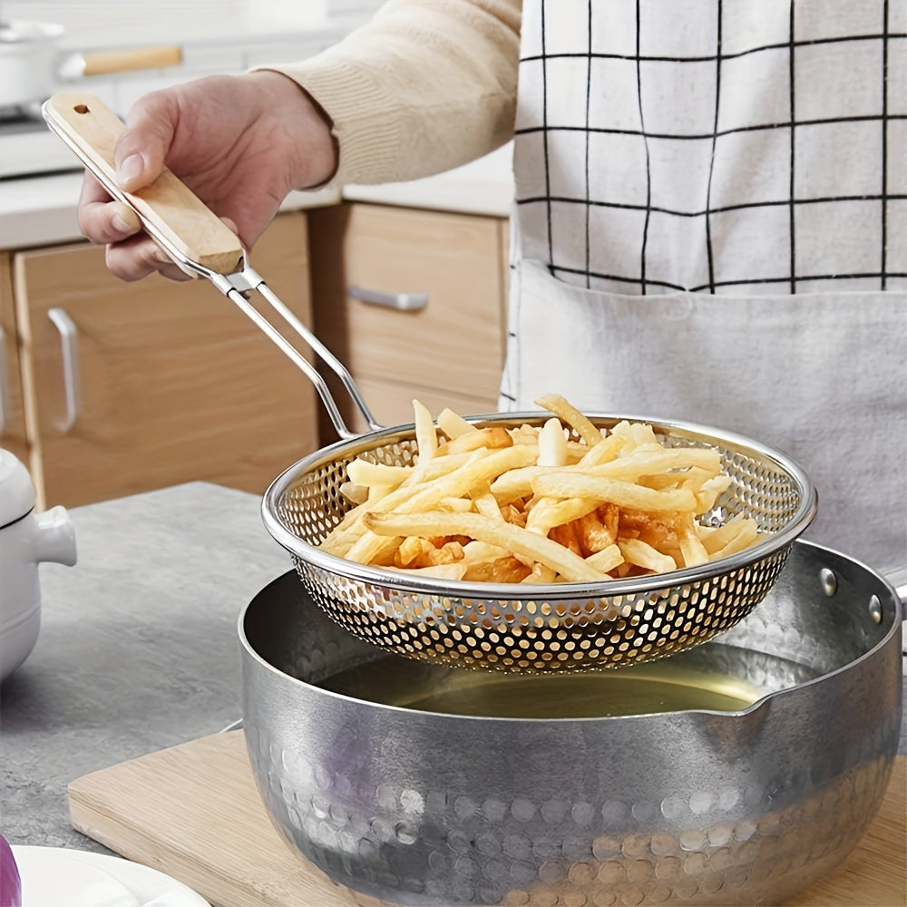 3pcs Stainless Steel Wooden Handle Strainer Set