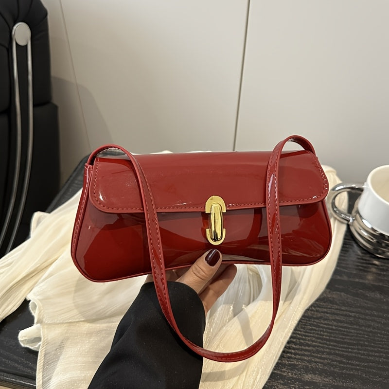 Women's Elegant Glossy Crescent Crossbody Bag