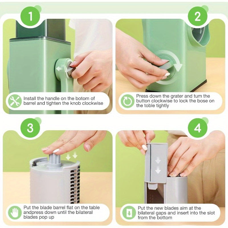 Upgraded Manual Rotary Cheese Grater & Vegetable Slicer