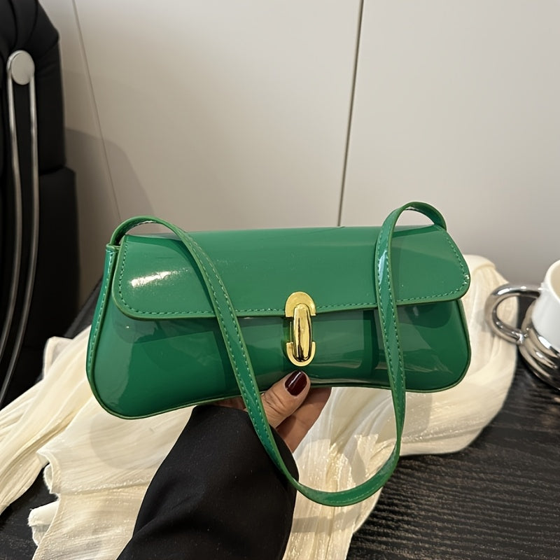 Women's Elegant Glossy Crescent Crossbody Bag