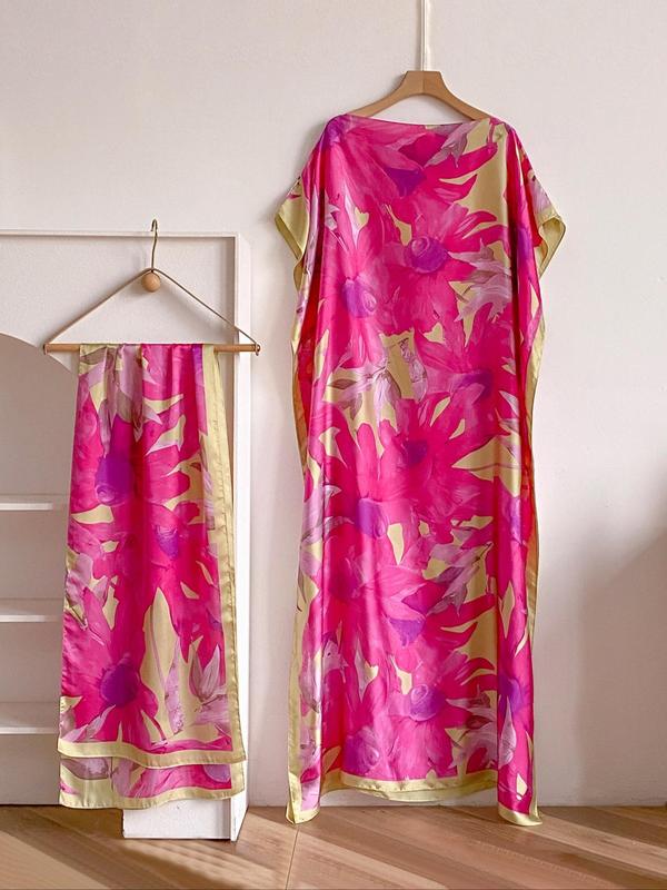 Women's Floral & Butterfly & Peacock Print Cape Shawl & Scarf Set