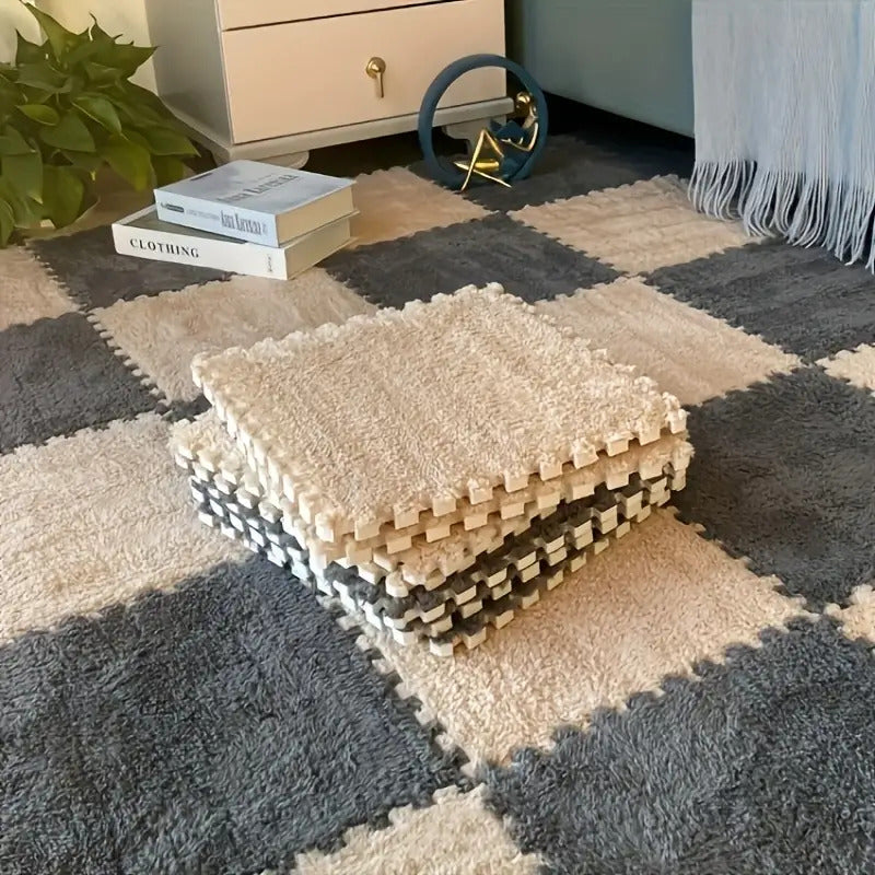40pcs Bedroom Fleece Patchwork Mat