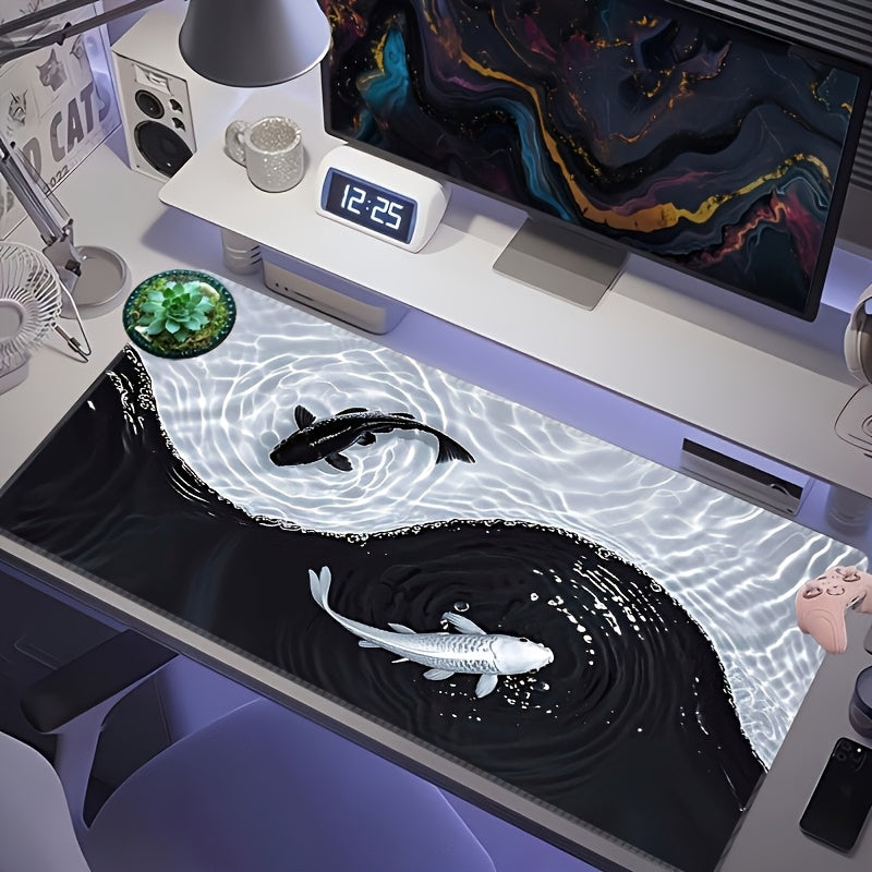 Stylish Black & White Waterproof Gaming Mouse Pad