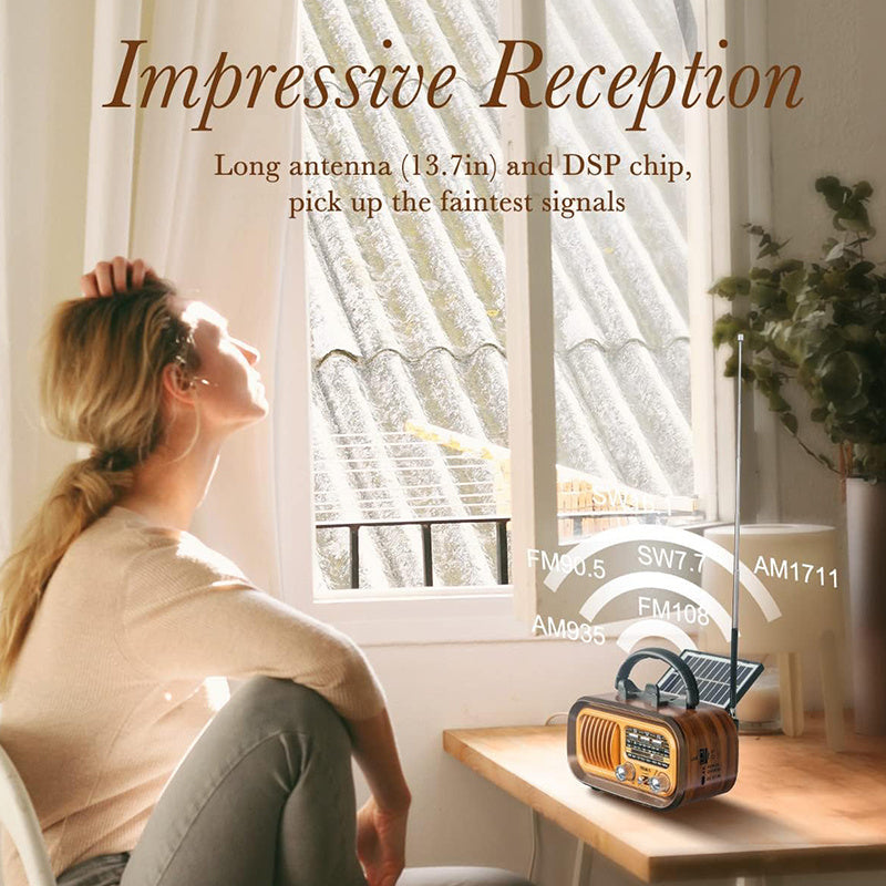 Solar Retro Radio Mini Portable Subwoofer Speaker