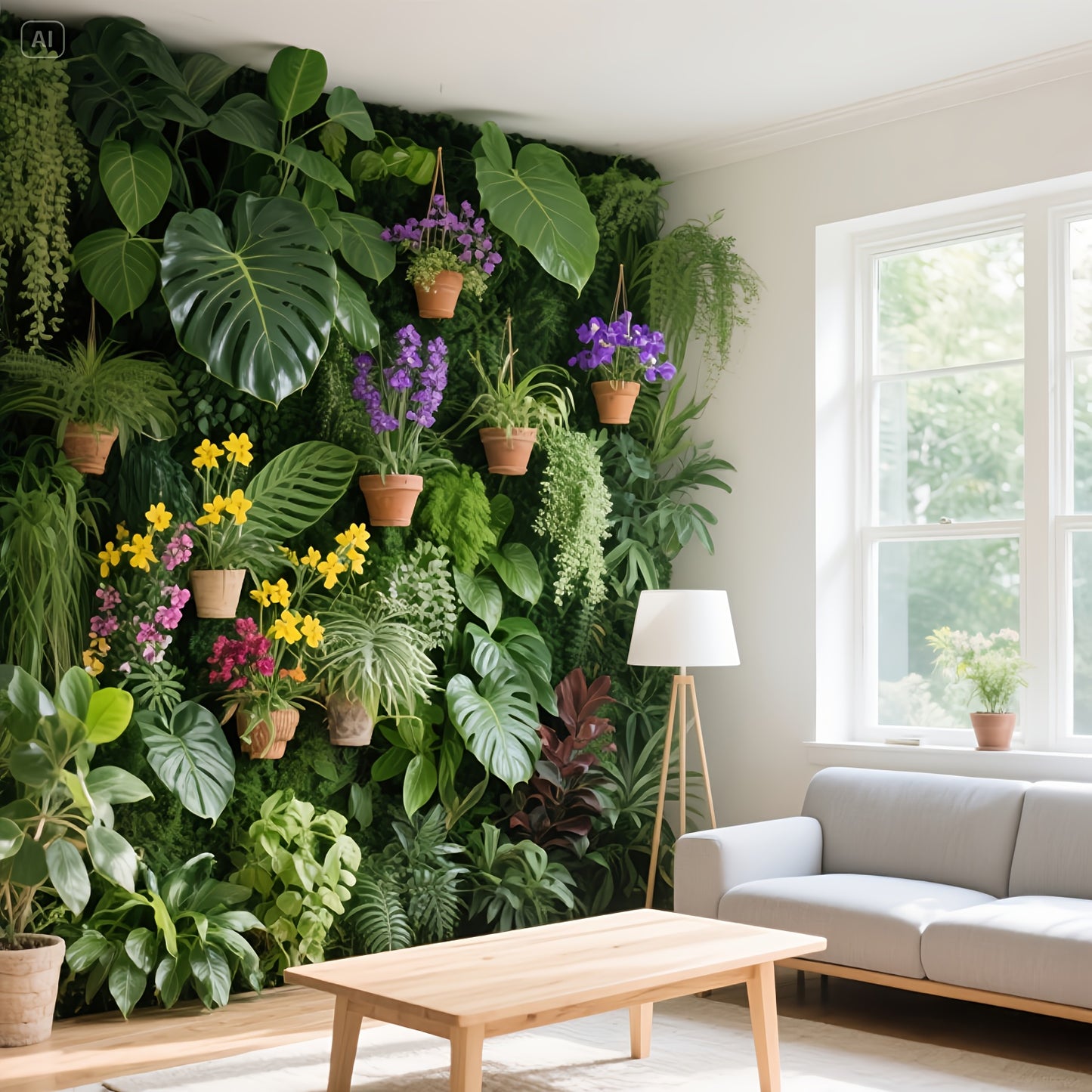 Artificial Rose & Fern Wall Panel - Realistic Plastic Greenery