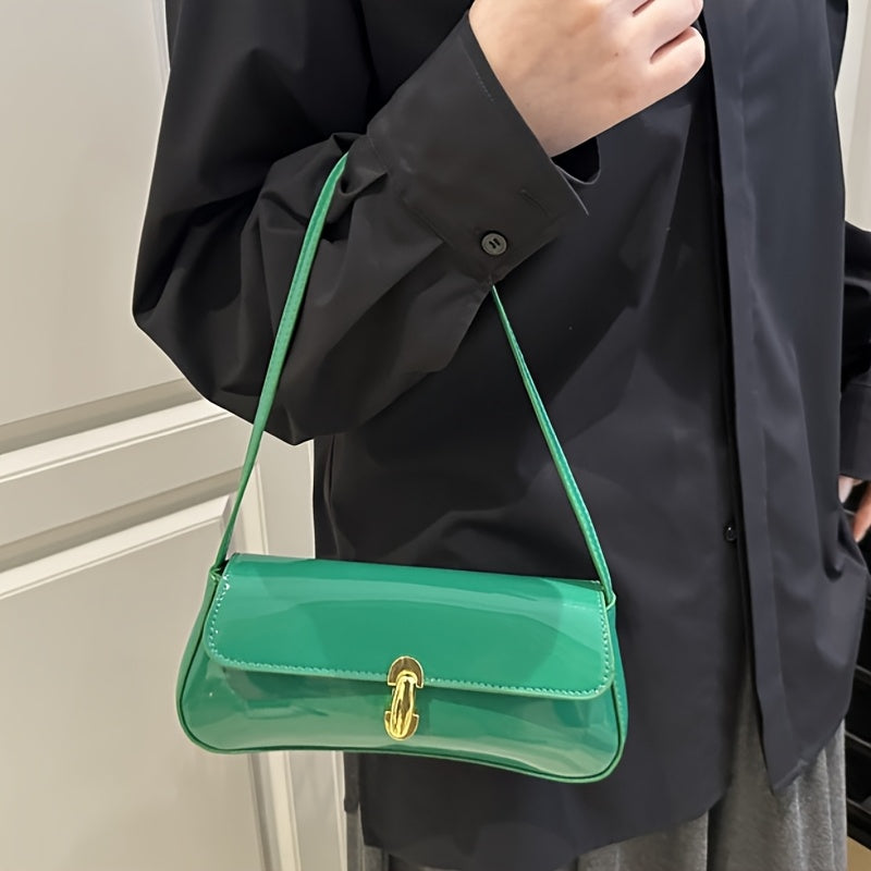 Women's Elegant Glossy Crescent Crossbody Bag