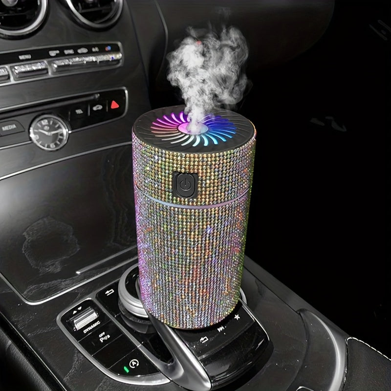 Deluxe Rhinestone Car Diffuser Humidifier, LED Light Aromatherapy Air Freshener