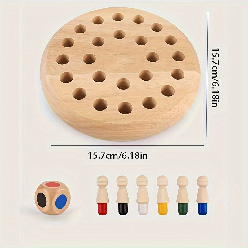 Wooden Memory Matching Game - Educational Chess Puzzle For Kids And Adults