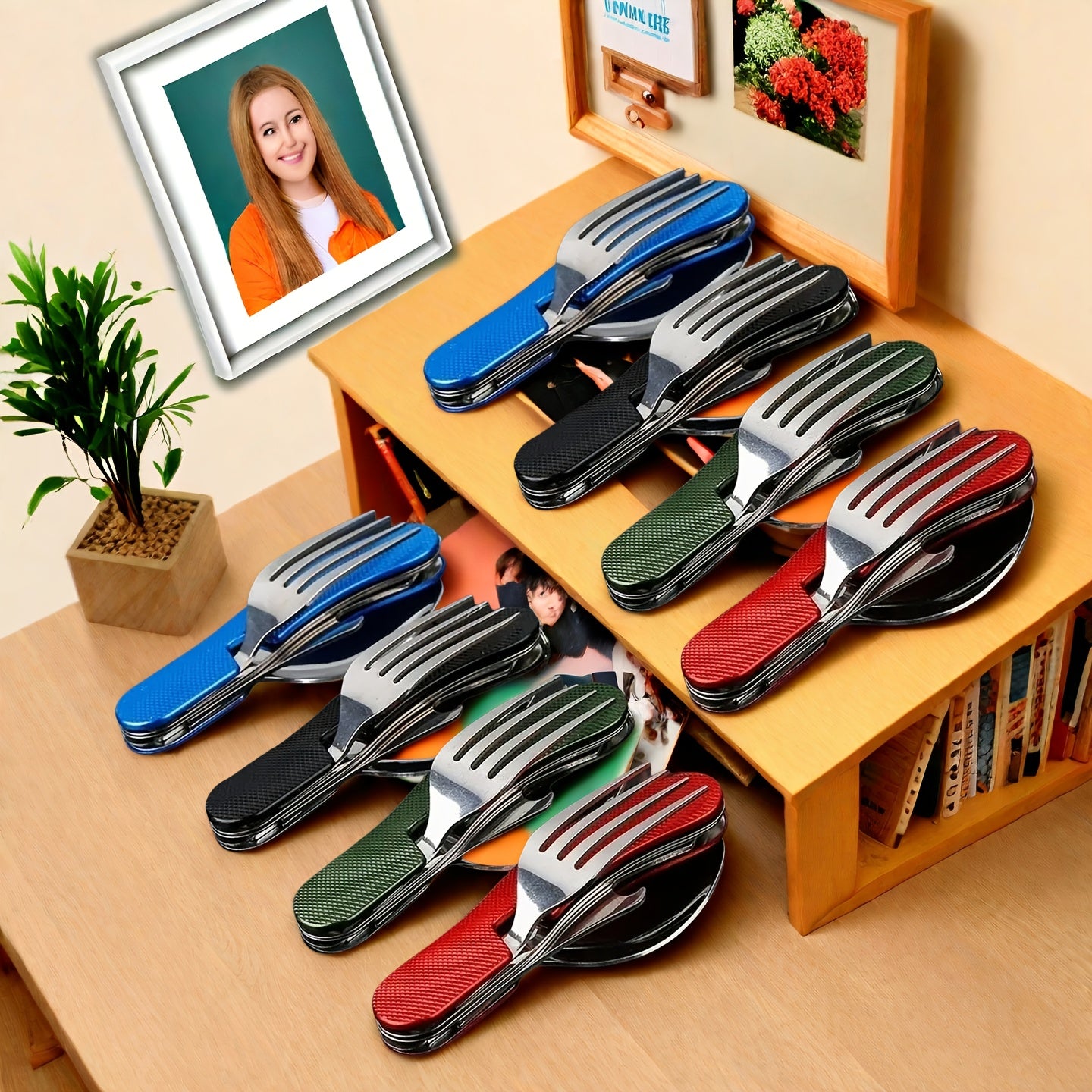 4pcs, Multifunctional Outdoor 4-in-1 Cutlery
