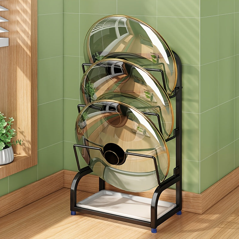 Three-tier Black Countertop Pot Lid Rack