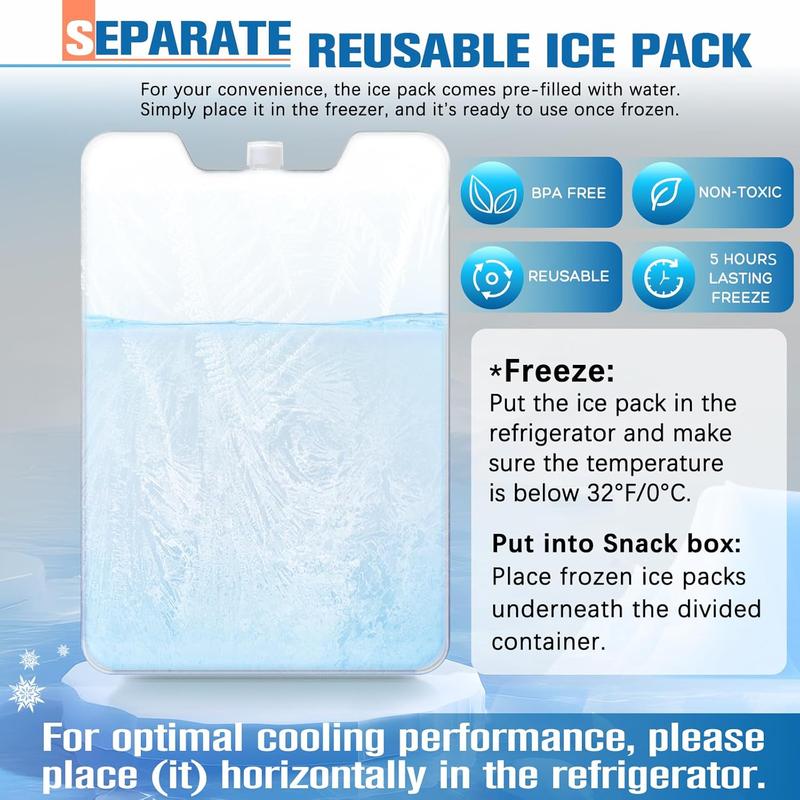 Chilled Portable Snackle Box Container with Reusable Ice Pack Divided