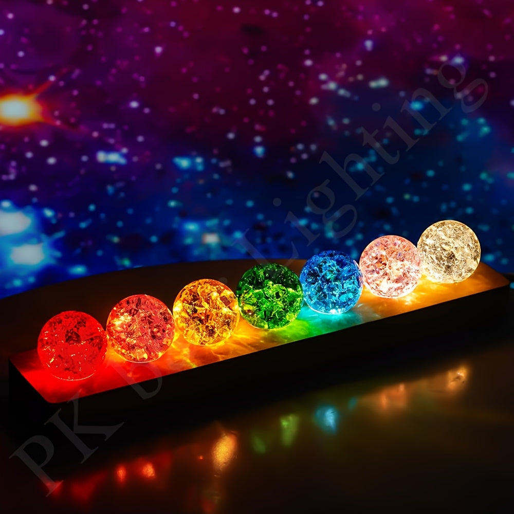 7pcs Spheres LED Night Lighting Crystal Ball Meditation Living Room Decoration Ball