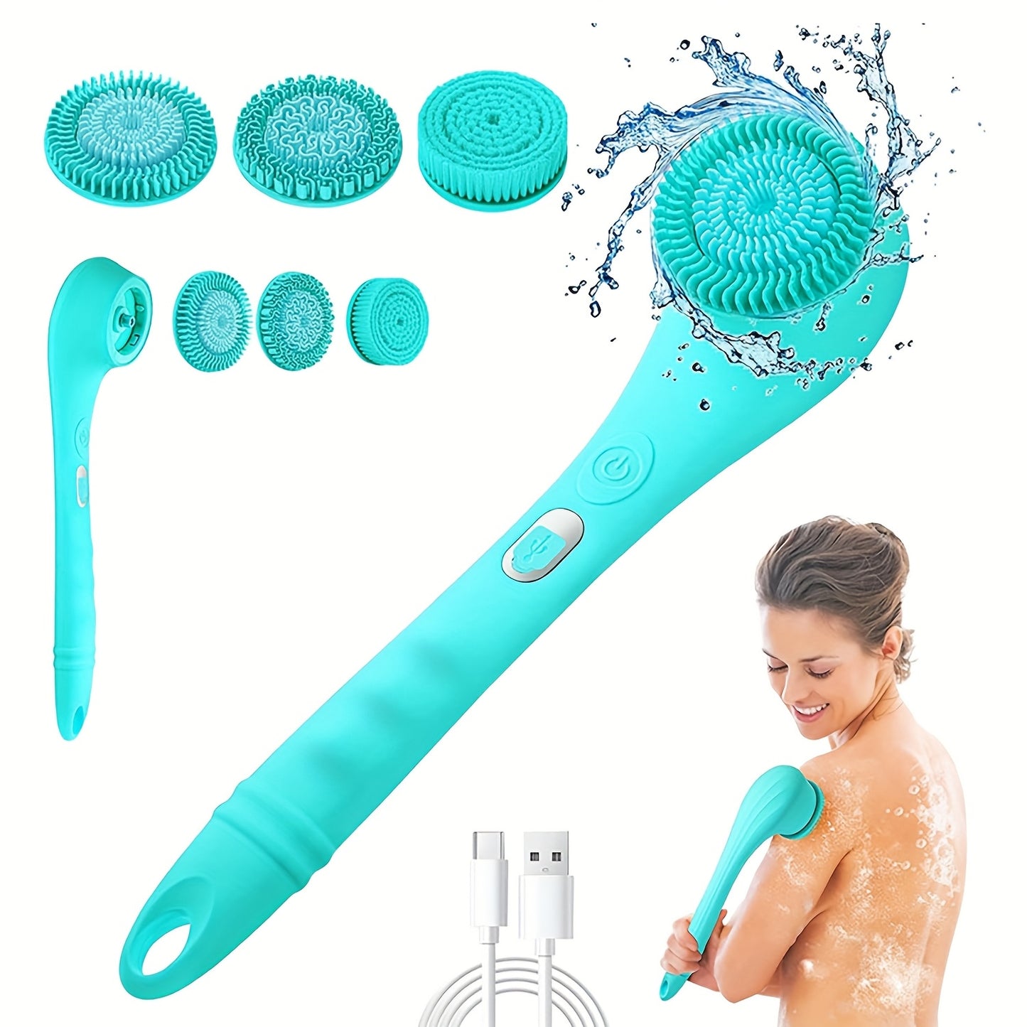 360° Fully Automatic Extended Handle Rotating Bath Cleaning Brush