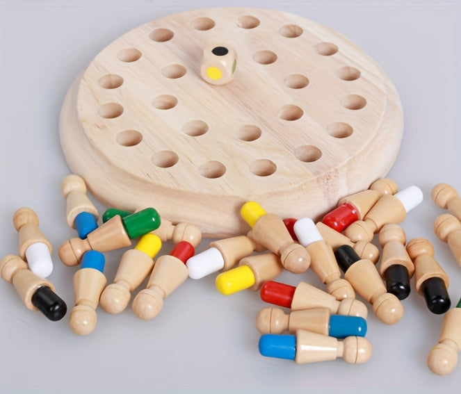 Wooden Memory Matching Game - Educational Chess Puzzle For Kids And Adults