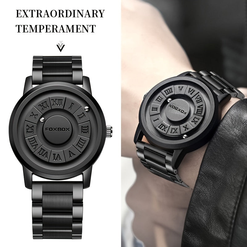 Fashion Men's Watch, Cool Dial Display Design WaterproofRotating Magnetic Bead Watch