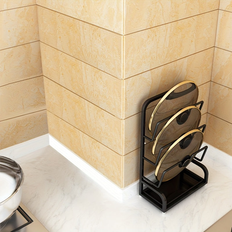 Three-tier Black Countertop Pot Lid Rack